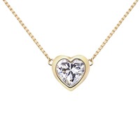 Collier pendentif en moissanite en forme de cœur pour femme, cadeau du Festival Qixi, 1 carat, chaîne à billes sertie de diamants taille bulle, or léger