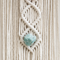 Bohème macramé coton cordon tenture murale mauvais œil attrape-rêves avec pendentif en pierre de cristal Boho tissé macramé pour chambre