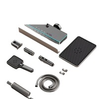 Ensemble de douche en aluminium avec affichage LED numérique, jet de pluie doux, pommeau de douche pressurisé, pulvérisateur de bidet haute pression, barre coulissante, 1 poignée
