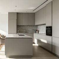 Meuble de cuisine modulaire de conception moderne, prêt à assembler, en bois massif, armoire de rangement de luxe haute pour cuisine