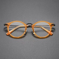 En stock, monture optique ronde en acétate et titane, simplicité, mode, lunettes de haute qualité, lunettes pour hommes et femmes
