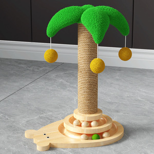 Pabrikan Grosir Tiang Garukan Kucing Sisal Desain Pohon Kelapa Tiang Garukan Kucing Sisal Menara Kucing dengan Platform Lompat - Product Image 5