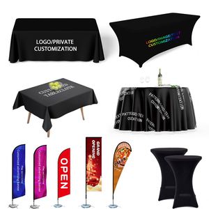 Mantel Personalizado para Ferias Comerciales de 4 pies/6 pies/8 pies, Tejido de Punto con Logotipo Impreso a Todo Color, Banner Publicitario para Promoción - Product Image 1