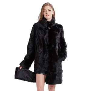 Reasonable Price Fashion Real Fur Stand Collar Long Style Luxury Jacket Real Mink Fur Coat