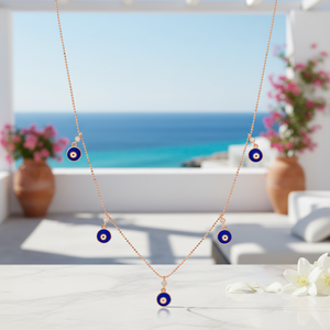 สีฟ้าเคลือบรอบเสน่ห์เครื่องประดับขายส่งที่ทำด้วยมือ925เงินสเตอร์ลิงสร้อยคอจี้เครื่องประดับ - Product Image 3