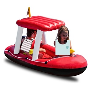 PVC <b>Inflatable</b> Patrol Boat Pool Float with Water Gun 67*36*36 Inch for Two Kids Harbor Boat Pool Float Ride on Fun Water Toy - Product Image 5