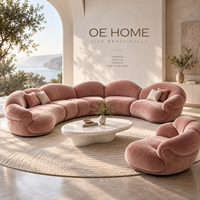 Ensemble de canapés modernes de luxe en velours, sectionnel incurvé capitonné, fauteuils, pieds en bois, pour appartement, écologique, OEM ODM