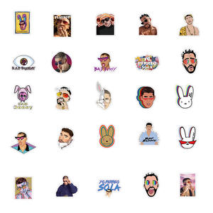 ZY0697C 50 Piezas/Bolsa Pegatinas de Graffiti de Singer Bad Bunny para Motocicleta, Maleta, Pegatinas de PVC Impermeables - Product Image 6
