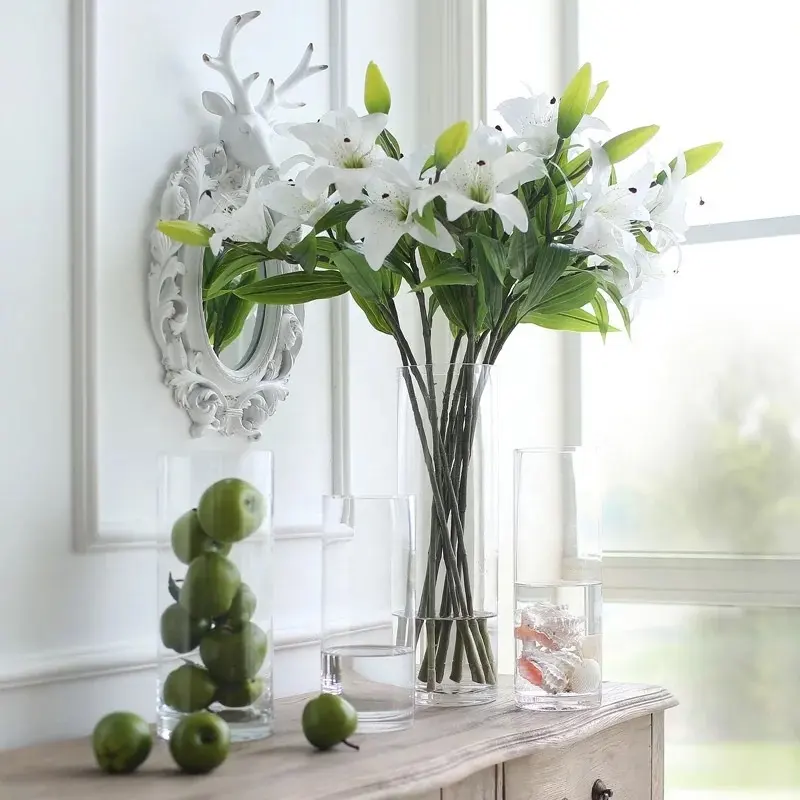 Transparente Glasvase mit geradem Fass vom Boden bis zur Decke für getrocknete Blumen dekoration in Hochzeits vasen