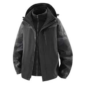 Men's 3-In-1 Fleece Lined Outdoor <b>Jacket</b> <b>Waterproof</b> Warm <b>Parka</b> Autumn Winter Workwear With Hood And Printing Design - Product Image 1