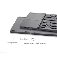 Keyboard saku lipat Bluetooth, dengan Touchpad nirkabel dapat dilipat BT Keyboard untuk Tablet PC iPad 1 buah menyediakan kustomisasi