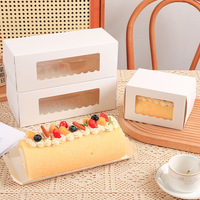 Boîtes à dessert rectangulaires en papier avec fenêtre, auto-assemblables, emballage alimentaire de qualité alimentaire, couleurs pastel, doublure en plastique recyclable