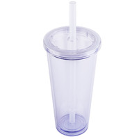 Tasse à thé à bulles isolée à double paroi anti-fuite Tasse Boba réutilisable pour thé à bulles de grande taille 24 oz avec pailles coudées