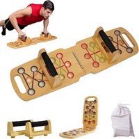 Papan Push-Up Lipat Kayu Portabel dengan Pegangan Batang Kokoh dan 2 Gagang untuk Latihan Kekuatan Unisex Buatan Cina