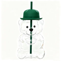 Mug à café en verre borosilicate de haute qualité, ours de Noël, best-seller, 20 oz, ours mignon, nouveau, verre à paille, verre à boisson, verrerie