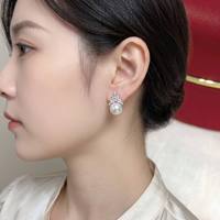 2026 Luxuriöse AAAAAA-Qualität 8-9mm Weiße Natürliche Süßwasser-Brotperlen-Ohrstecker 925 Sterling Silber Ice Queen Kollektion
