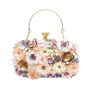 Sacs à main et portefeuilles de luxe pour femmes, en gelée, de créateur, à la mode, avec des perles de fleurs transparentes, à porter en bandoulière pour le soir - Product Image 4