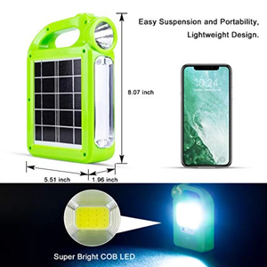 Lampe torche portable multifonctionnelle solaire rechargeable par USB COB LED 3-en-1, batterie externe, lumière d'extérieur CE - Product Image 1