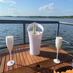 3.2L Oem Costom Logo Withe Black Clear Acrylic PS <b>Plastic</b> Ice Imperial Champagne Wine Chiller Ice Bucket Bottle Cooler - Product Image 3