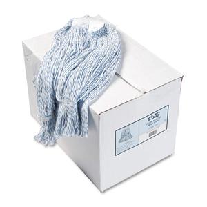 Cabezal de Mopa de Microfibra Boardwalk con Cesta de Plástico Plegable, Rayón/Poliéster, Blanco/Azul, Paquete de 12 - Product Image 1