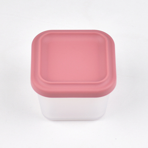 Square Silicone <b>Container</b> With Pink Lid Bpa Free Leak Proof Freshness Preservation Single Tier 1 Compartment Simple Style - Product Image 1