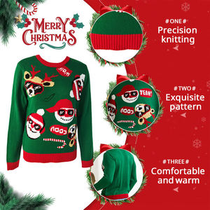 Vendita calda inverno natale lungo Pullover in <span class=keywords><strong>maglia</strong></span> Jacquard Casual caldo maglioni in misto cotone con stampa glitterata - Product Image 5