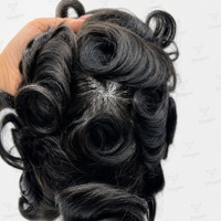 Système capillaire mono DH-3 pour hommes, base en PU avec dentelle de 2 pouces, clips, cheveux humains indiens Remy, ligne de cheveux invisible, fait main, durable