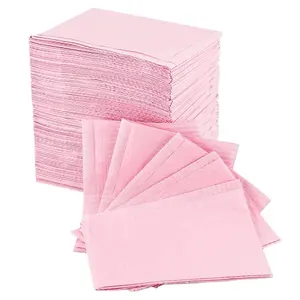 Bavoirs dentaires professionnels, fabricant, bavoir dentaire jetable rose en tissu, serviette en papier pour patient