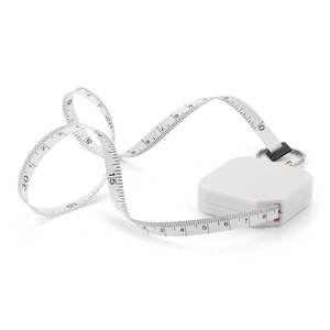 Mini ruban à mesurer 3 m métrique blanc format poche avec porte-clés à rappel manuel - Product Image 4