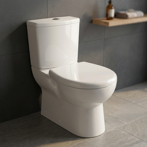 Square <b>Back</b> To Wall Two Piece WC P Trap Rimless Flush Ceramic Toilet With Nano Glaze Water Closet Toilets Set - Product Image 6