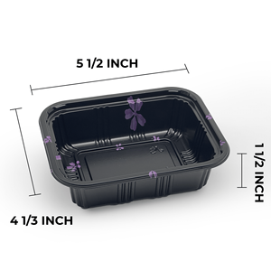 กล่องพลาสติกใส่อาหารทรงสี่เหลี่ยมผืนผ้าพร้อมฝาปิด สีดำ ขนาด 5 1/2 x 4 1/3 นิ้ว จำนวน 600 ชิ้น - Product Image 6