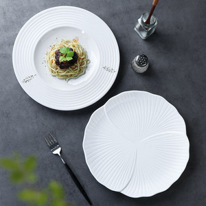 Plato Redondo de Melamina Blanca de 8 Pulgadas con Diseño Artístico para Servir Pasta en Hoteles y Restaurantes - Product Image 2