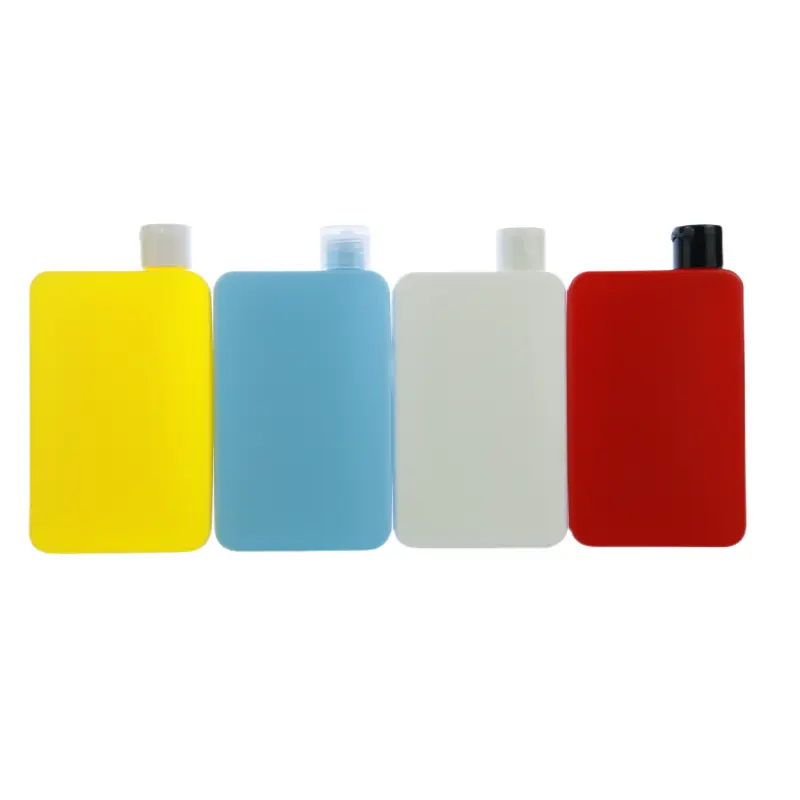 200ml custom red blue white yellow black empty square HDPE Flat Sunscreen oil plastic bottle with flip cap