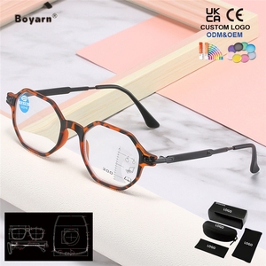 Lunettes de lecture progressives Boyarn, anti-lumière bleue, verres de lecture pour hommes, monture en métal - Product Image 5
