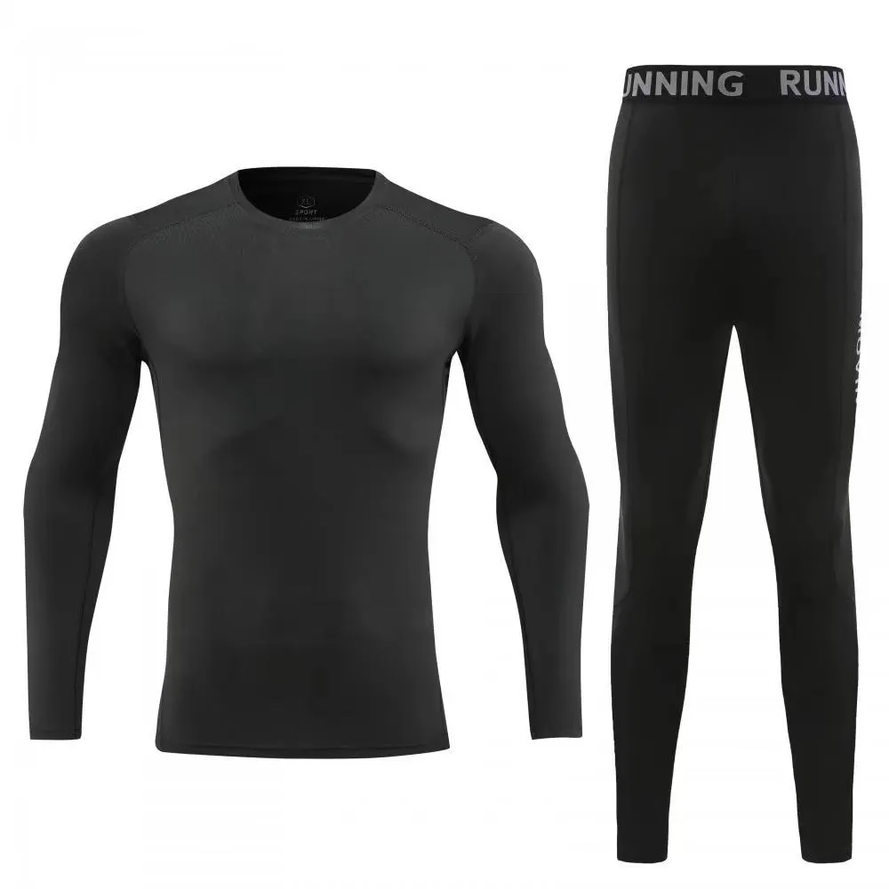 Men's Workout Set Compression Shirt and Pants Top Long Sleeve Sports Tight Base layer Suit Quick Dry sport sets
