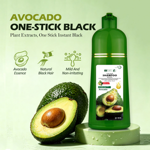 Shampoo Colorante all'Avocado 400ml Senza Ammoniaca, Contiene Erbe Naturali, Copertura Rapida dei Capelli Grigi, <span class=keywords><strong>Colore</strong></span> Nero Permanente 3 in 1 Colorazione e Cura - Product Image 1