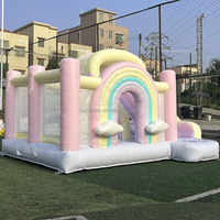 Château sautant arc-en-ciel en PVC de fête avec certificat CE Maison de rebond arc-en-ciel Videur gonflable avec toboggan pour enfants
