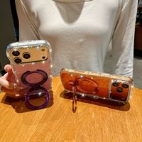 Coque de protection tendance en métal avec diamants et paillettes dégradées pour iPhone 17 16 15 Pro Max