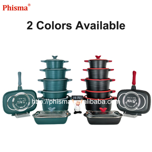 Juego de Utensilios de Cocina de 14 Piezas de <span class=keywords><strong>Aluminio</strong></span> <span class=keywords><strong>Fundido</strong></span> de Alta Calidad, Antiadherente, con Fondo de Inducción, No Tóxico, con Tapa de Vidrio y Silicona, Directo de Fábrica - Product Image 6