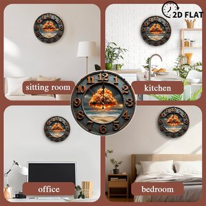 Round Wooden <b>Wall</b> <b>Clock</b> 25cm Rustic <b>Silent</b> Farmhouse Living Room Bedroom <b>Clock</b> - Product Image 4