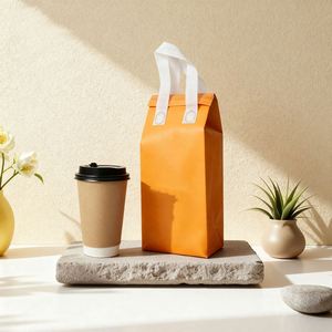Sac isotherme jetable personnalisé en non-tissé pour boissons, sac de transport individuel pour thé au lait, café, boissons, sac fourre-tout isolant pour magasins de boissons - Product Image 1