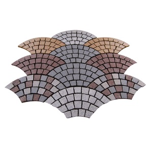 Bán Buôn Trộn Màu Granite Paver Trên Lưới DIY Dễ Dàng Lát Đá <span class=keywords><strong>Fan</strong></span> <span class=keywords><strong>Shape</strong></span> Đá Cuội - Product Image 2