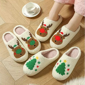 Deran Oem Kerstboom Home <span class=keywords><strong>Slippers</strong></span> Custom Patroon Winter <span class=keywords><strong>Slippers</strong></span> Pluche Kerst Sneeuwman Slipper Dames Schoenen Katoen Schoenen - Product Image 3
