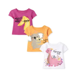 Camiseta estampada de manga corta para bebé y niña, paquete de 3