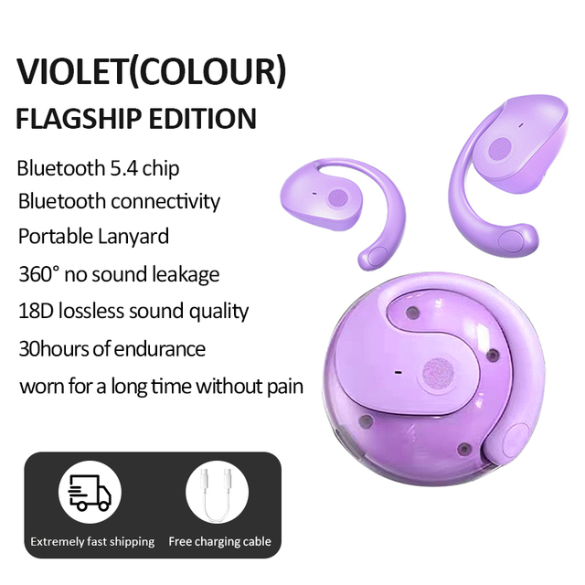 T2 3-in-1 TWS Headphones Open Ear Wireless Smart Sports Earphones Touch Control Digital Display for 5.4 High Fidelity