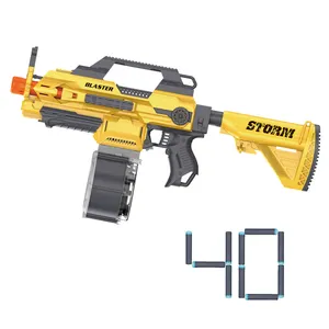 חשמלי M4 כדור רך צעצוע אקדח עבור בני DIY ממונע קצף Blaster עם 40 נרף-תואם חצים גדול קיבולת תוף Mag