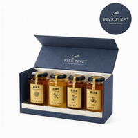 Coffret Cadeau Luxe 4 Bouteilles de Miel en Verre Rouge avec Fermeture Magnétique, Emballage Personnalisé pour Chewing-gum, Sushi, Gravure Personnalisée