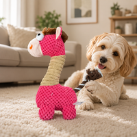 Jouet à mâcher interactif pour chien en forme de girafe, en peluche, avec queue en corde, pour petits et moyens chiens, pour le nettoyage des dents