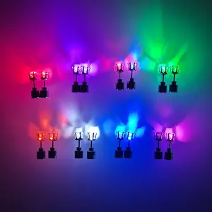 Rechargeable light projection glow Led disco glitter ball pendant earrings light up disco ball earrings