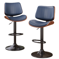 Tabouret de bar rembourré haute densité avec dossier à coutures linéaires, certifié SGS, vérin à gaz, base antidérapante et repose-pieds pour comptoir de cuisine
